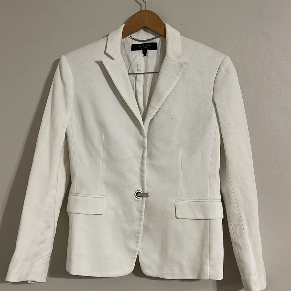 rag & bone white silver clasp blazer 4